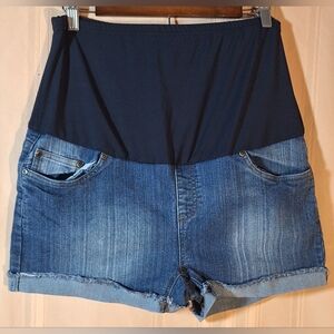 OH! MAMMA Two-Tone Blue Jean Shorts